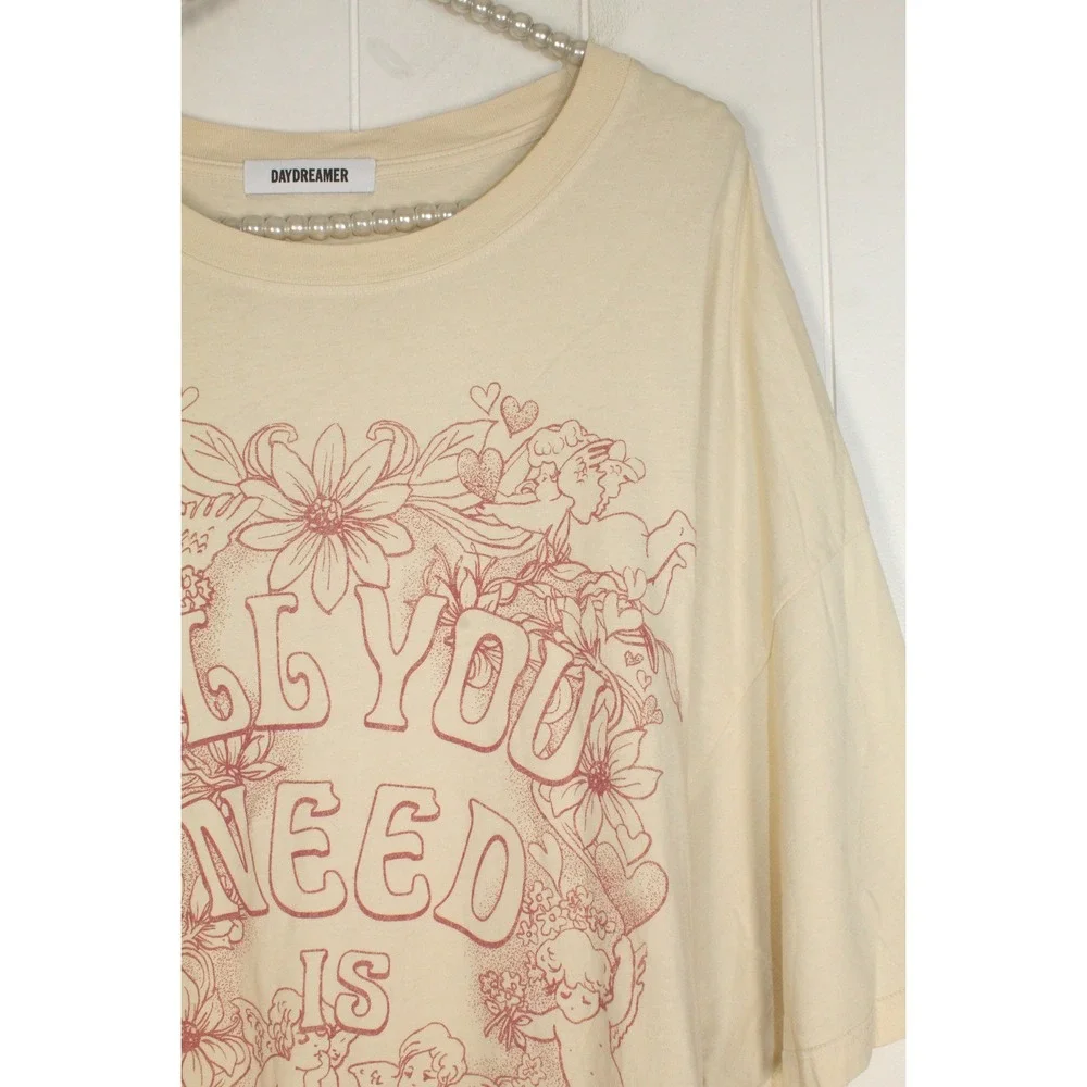 Free People x Daydreamer Beatles All You Need is Love Cream Graphic T Shirt OS - Picture 4 of 7